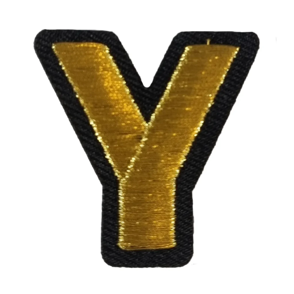 Oeteldonk embleem Gouden Letter Y Strijkembleem carnaval Gouden Letter Y embleem Oeteldonk kiel