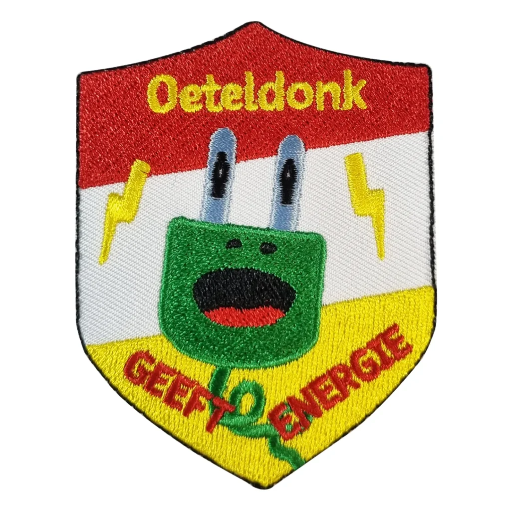 Oeteldonk embleem Oeteldonk geeft Energie strijkembleem carnaval Strijkembleem Oeteldonk geeft Energie Oeteldonk carnaval