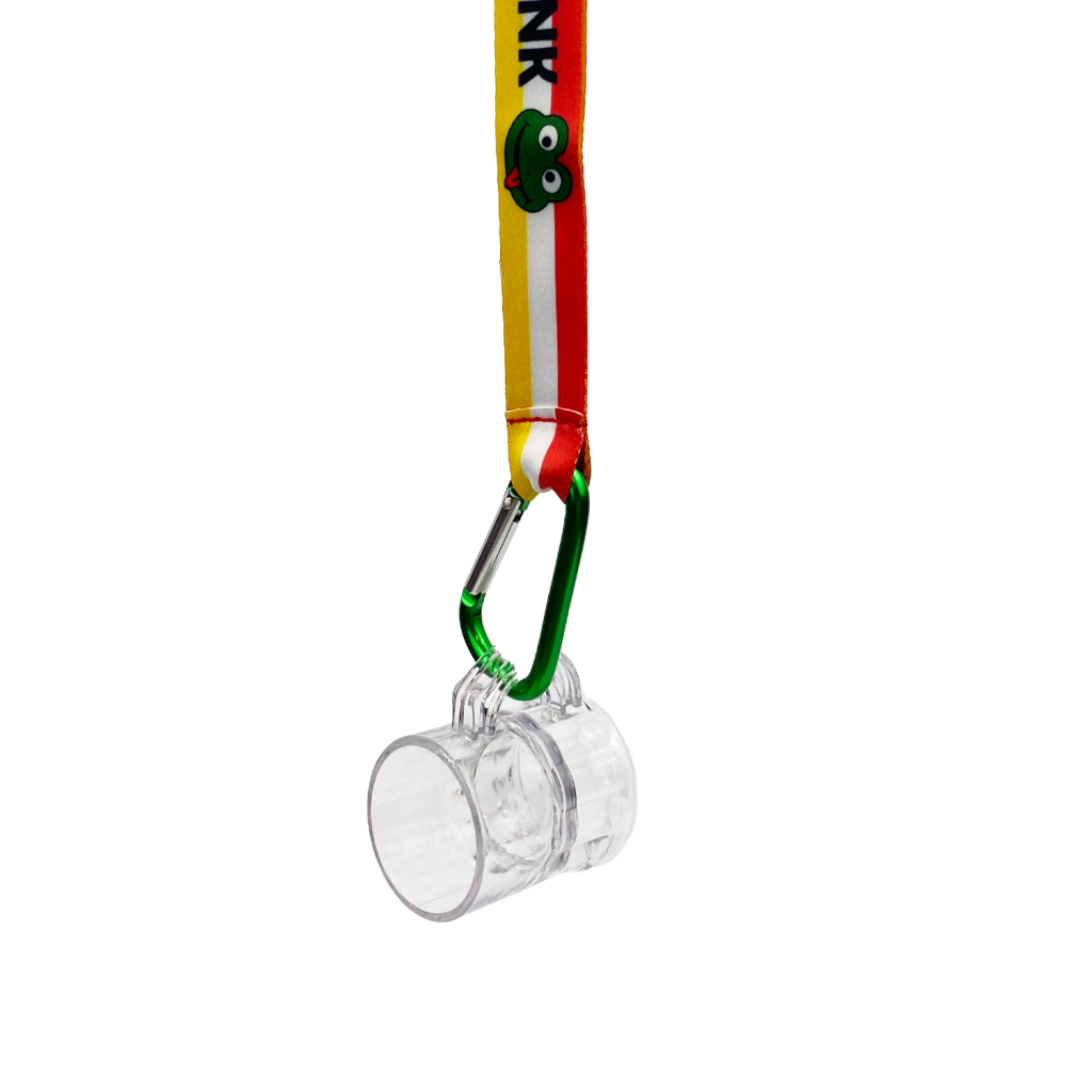 Keycord met shotglaasje Oeteldonk rood wit geel Carnaval keycord met shotglaasje Oeteldonk