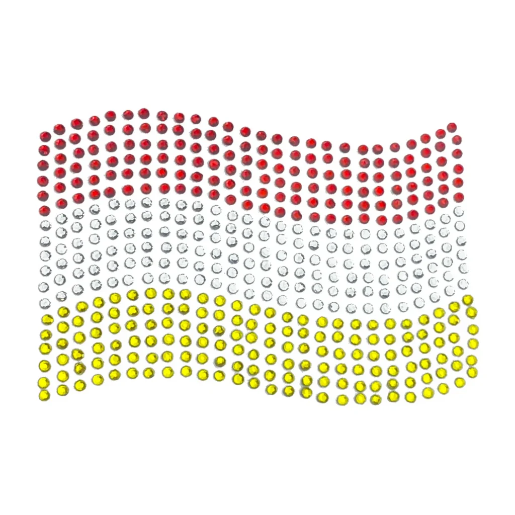 Oeteldonk strass applicatie Vlag rood wit geel carnaval Strass applicatie Vlag Oeteldonk sprankelend embleem