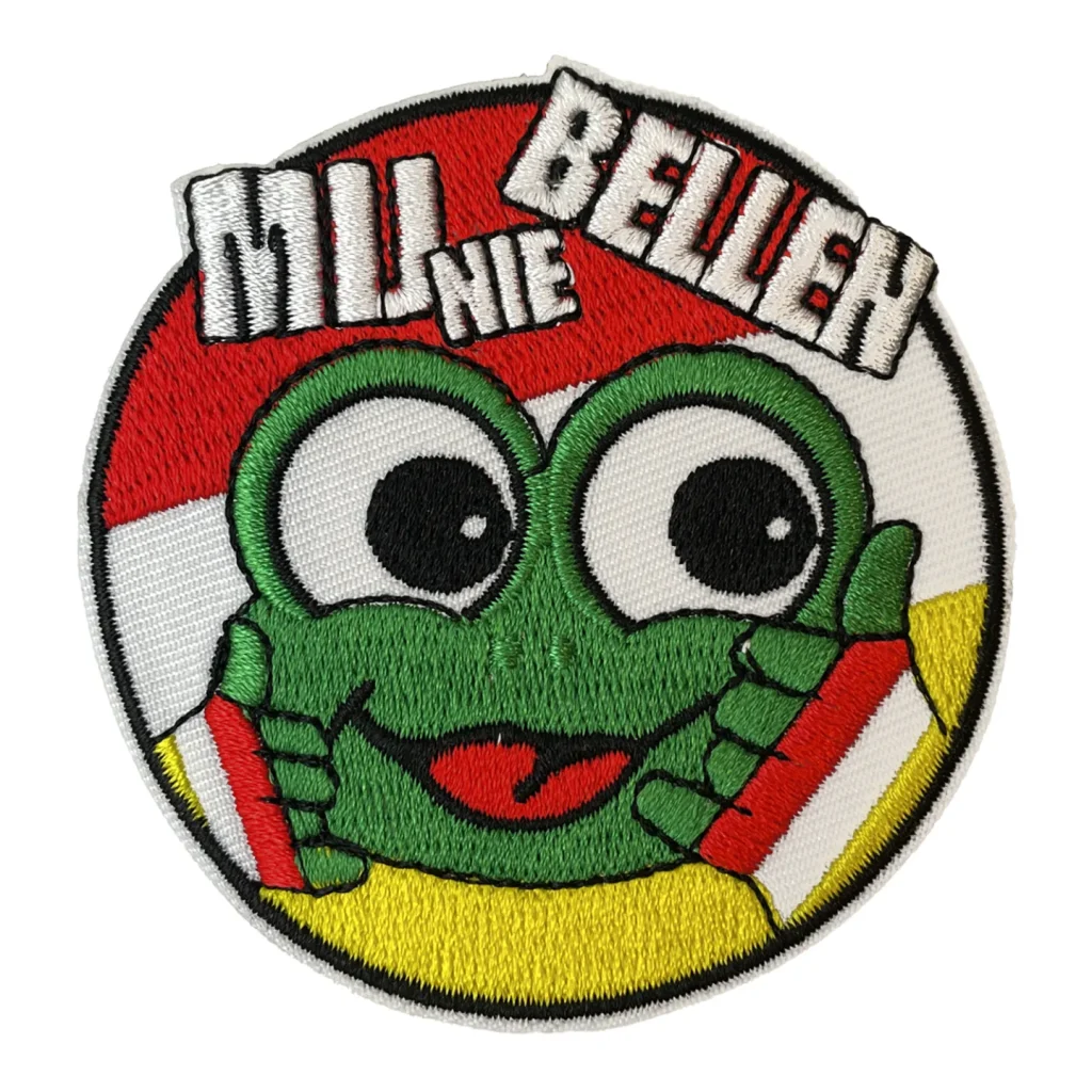 Oeteldonk embleem Mij Nie Bellen Strijkembleem carnaval Rood wit geel Oeteldonk embleem Mij Nie Bellen