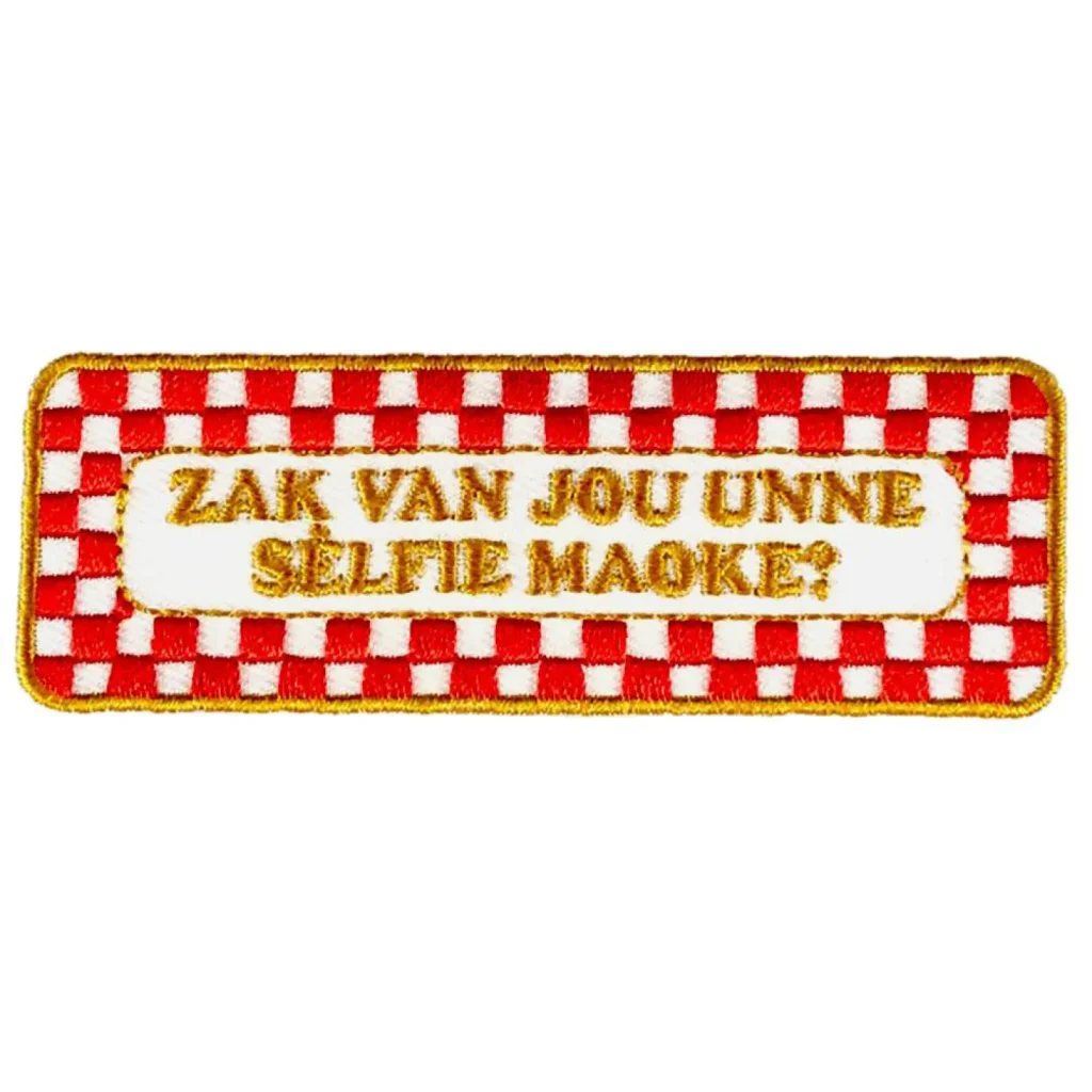 Brabants embleem Selfie rood wit goud Strijkembleem carnaval Oeteldonk Selfie