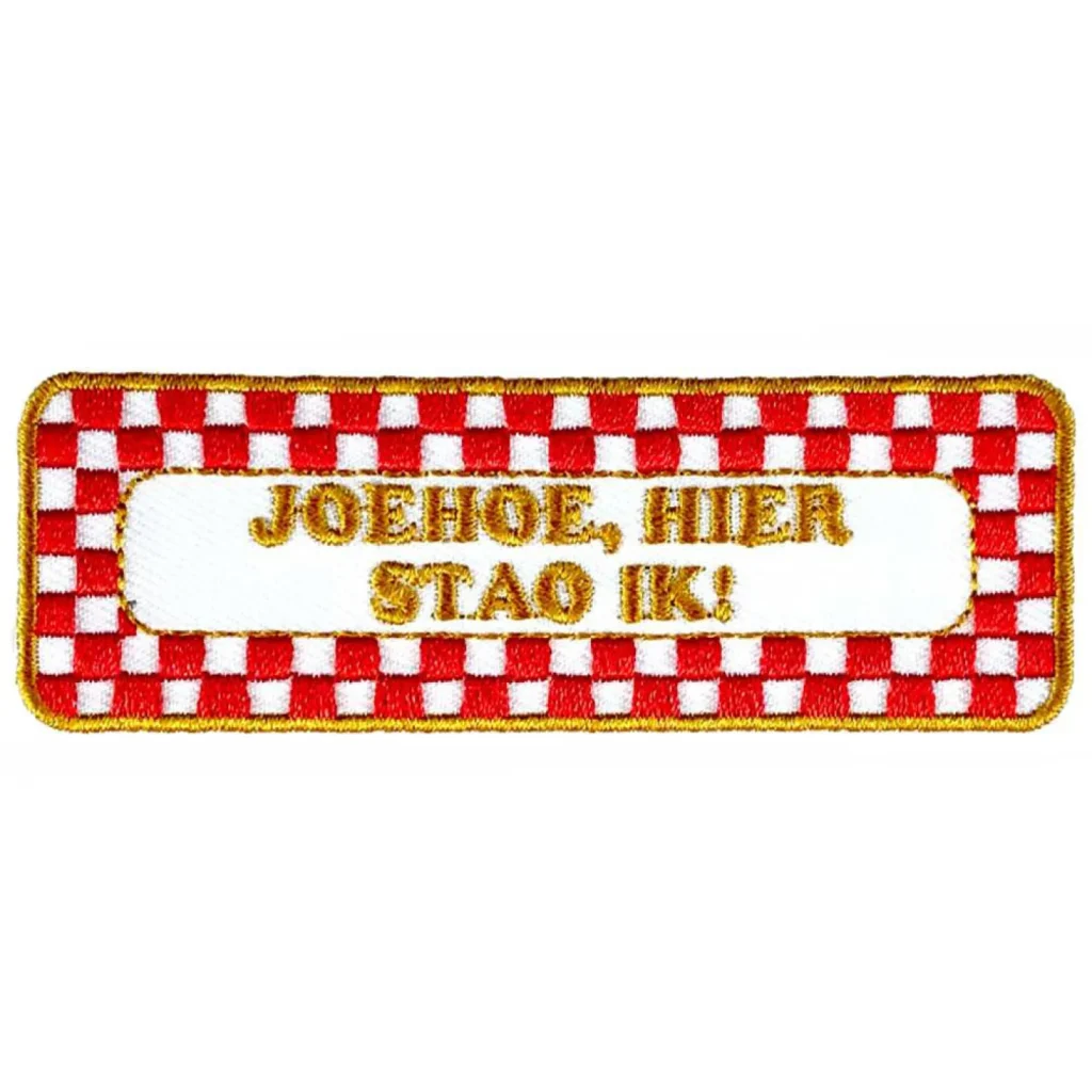 Brabants embleem Joehoe rood wit goud Strijkembleem carnaval Oeteldonk Joehoe