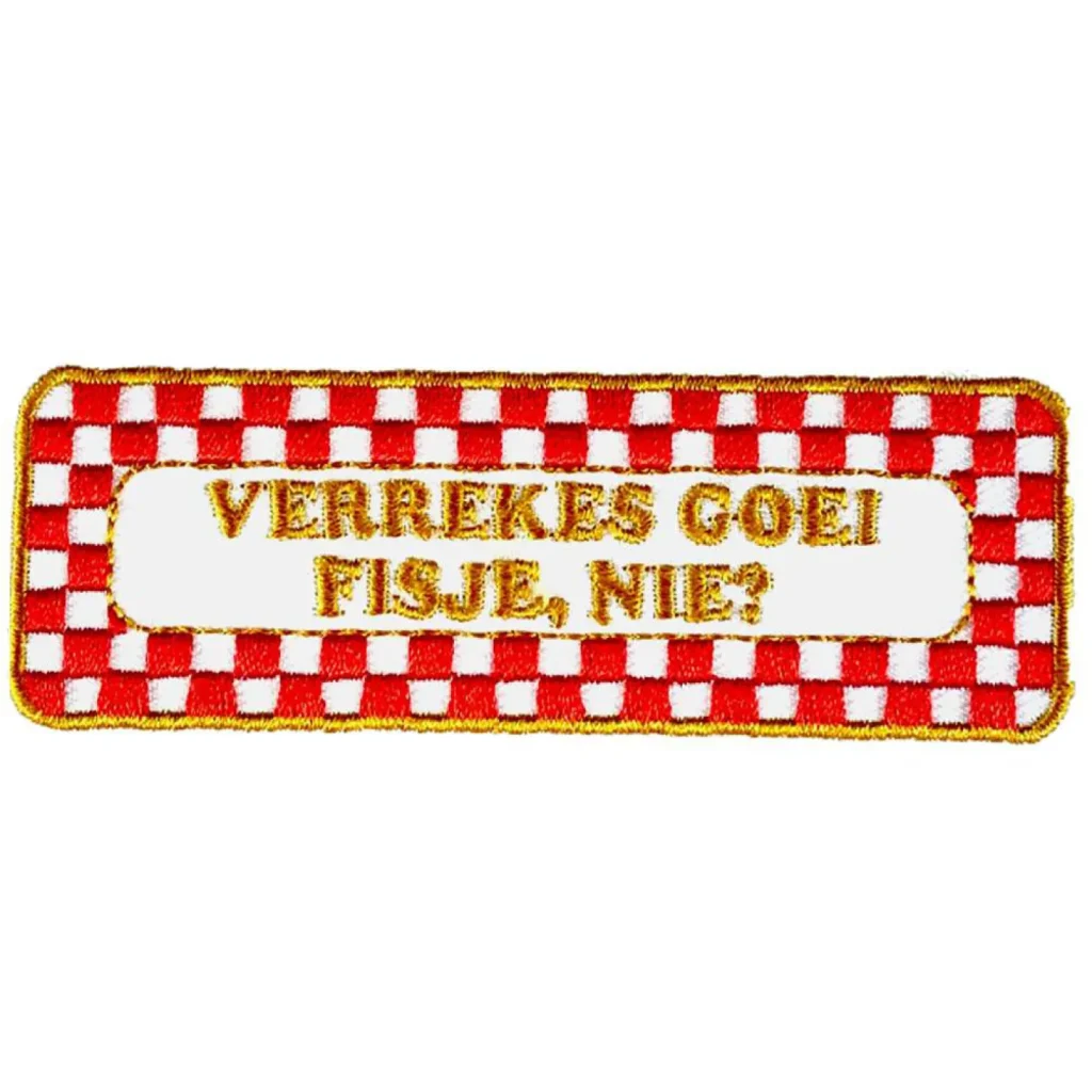 Brabants embleem Goei Fisje rood wit goud Strijkembleem carnaval Oeteldonk Goei Fisje