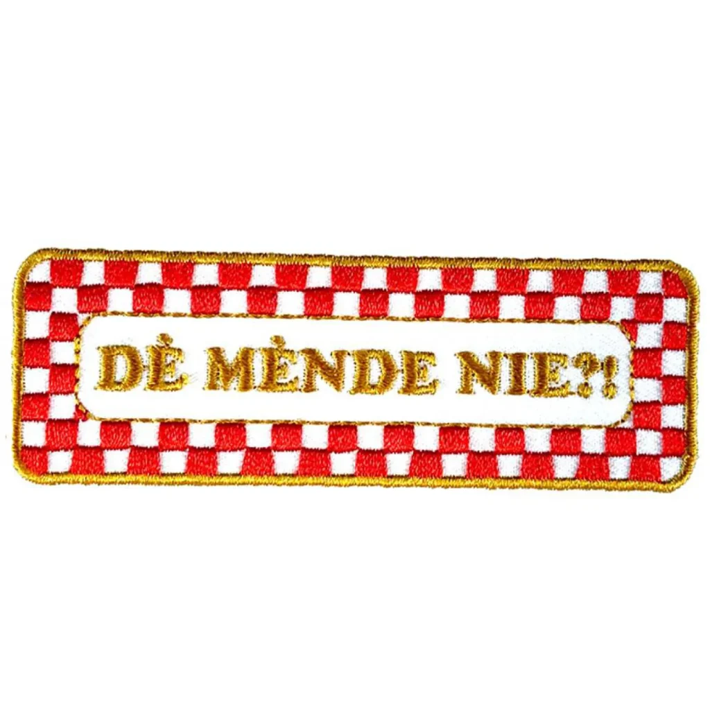 Brabants embleem Mende Nie rood wit goud Strijkembleem carnaval Oeteldonk Mende Nie