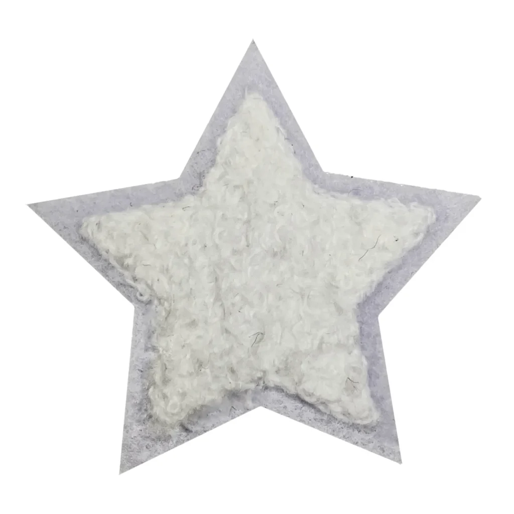 Oeteldonk embleem Chenille Ster wit strijkembleem Chenille ster carnavalsembleem wit