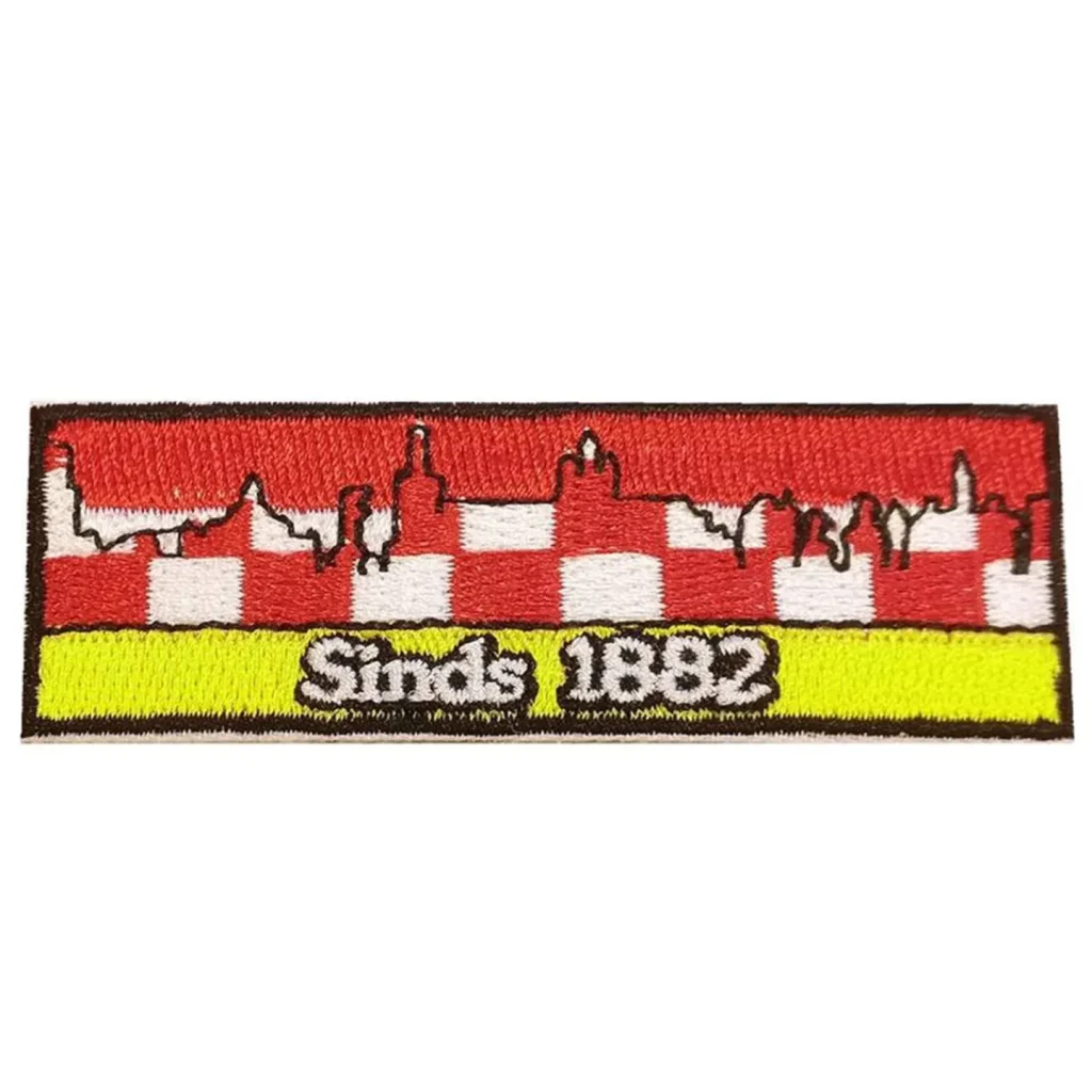 Oeteldonk embleem Skyline | strijkembleem carnaval carnavalsembleem skyline Oeteldonk rood wit geel