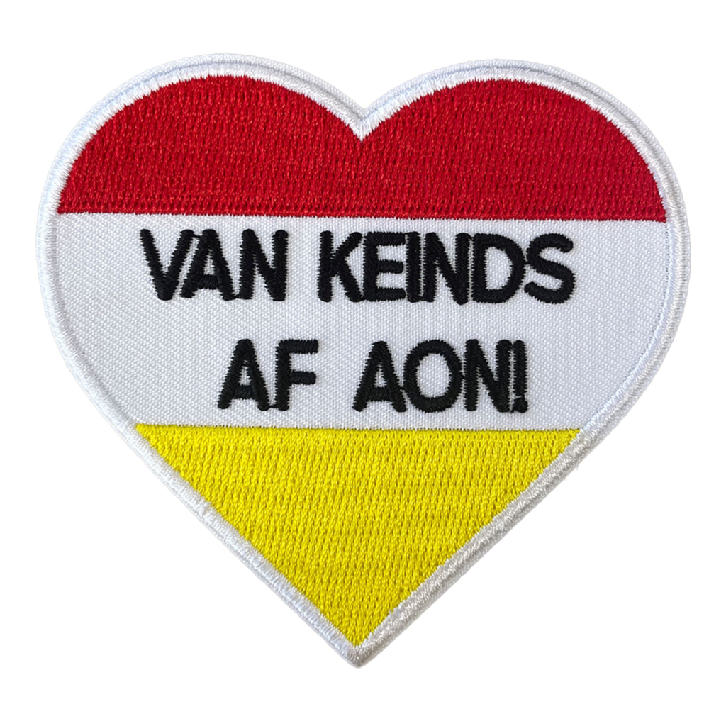 Oeteldonk embleem Van Keinds Af Aon | carnavalsembleem hart traditioneel carnavalsembleem Oeteldonk rood wit geel