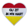 Oeteldonk embleem Gij Zit in m’n Hart | strijkembleem carnaval liefdevol carnavalsembleem hart rood wit geel