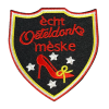 Oeteldonk embleem Echt Oeteldonks Meske | strijkembleem carnaval carnavalsembleem meske rood wit geel Oeteldonk